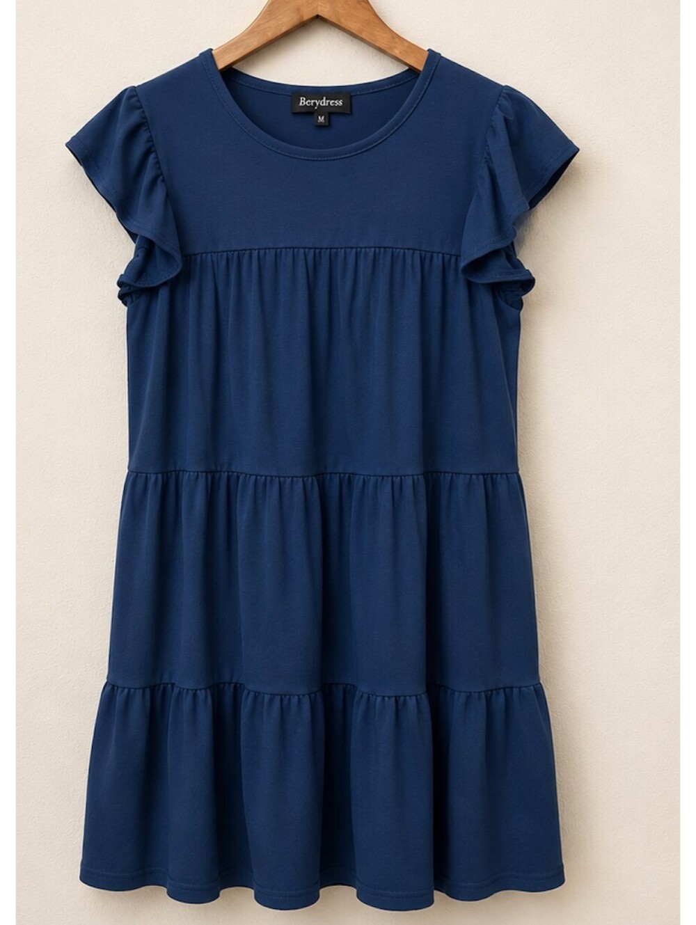 Berydress Navy Blue Tiered Ruffle Sleeve Dress Medium